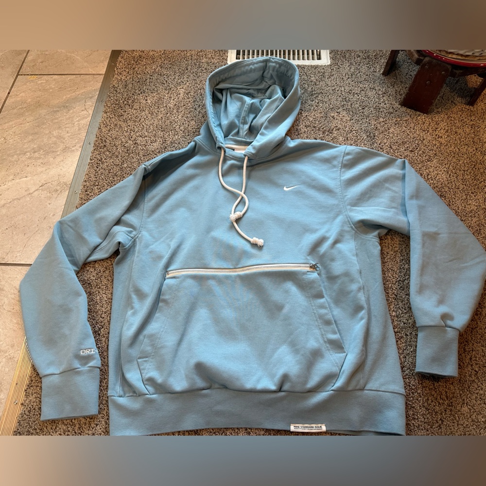 Nike Light Blue Cotton Blend Apparel Hoodie with zip pocket